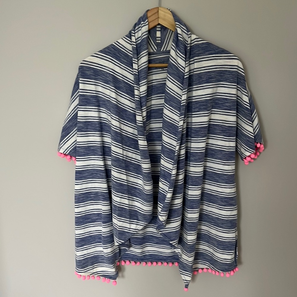 Vineyard Vines Striped Swim Coverup with Pom Pom Trim